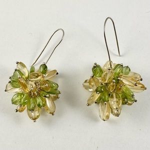 New Citrine and Peridot Cluster Dangle Earrings